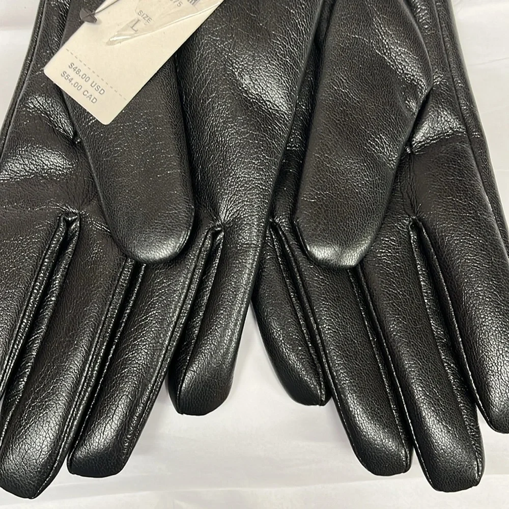 NWT ANTHROPOLOGIE Maeve Short Faux-Leather Texting Gloves Black large